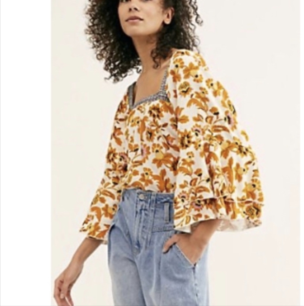 Free People | Intimately Blooming Borders Bodysuit Lace Medium Yellow Orange